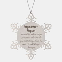 Load image into Gallery viewer, Stepmother and Stepson Christmas Ornament Gift Stainless Steel Snowflake Ornament – front view
