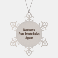 Load image into Gallery viewer, Real Estate Sales Agent Gift Stainless Steel Snowflake Ornament Christmas Gift Awesome – front view
