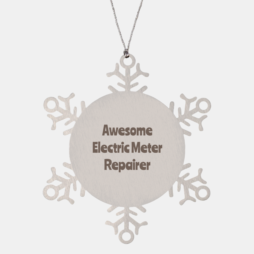 Electric Meter Repairer Gift Stainless Steel Snowflake Ornament Christmas Gift Awesome – front view