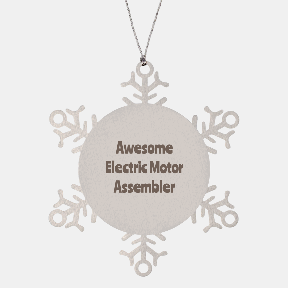 Electric Motor Assembler Gift Stainless Steel Snowflake Ornament Christmas Gift Awesome – front view