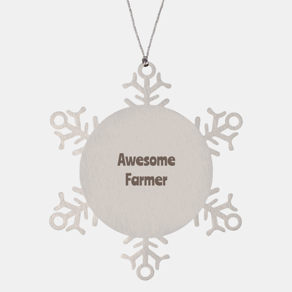 Farmer Gift Stainless Steel Snowflake Ornament Christmas Gift Awesome – front view