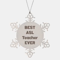 Load image into Gallery viewer, Best ASL Teacher Ever Ornament Gift Stainless Steel Snowflake Ornament Christmas – front view
