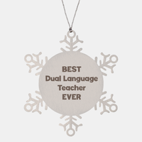Load image into Gallery viewer, Best Dual Language Teacher Ever Ornament Gift Stainless Steel Snowflake Ornament Christmas – front view
