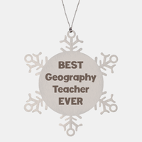 Load image into Gallery viewer, Best Geography Teacher Ever Ornament Gift Stainless Steel Snowflake Ornament Christmas – front view
