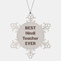 Load image into Gallery viewer, Best Hindi Teacher Ever Ornament Gift Stainless Steel Snowflake Ornament Christmas – front view
