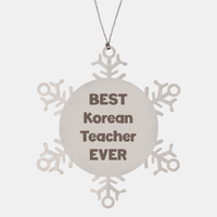 Load image into Gallery viewer, Best Korean Teacher Ever Ornament Gift Stainless Steel Snowflake Ornament Christmas – front view
