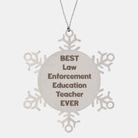Load image into Gallery viewer, Best Law Enforcement Education Teacher Ever Ornament Gift Stainless Steel Snowflake Ornament Christmas – front view

