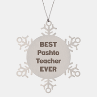 Load image into Gallery viewer, Best Pashto Teacher Ever Ornament Gift Stainless Steel Snowflake Ornament Christmas – front view

