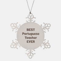 Load image into Gallery viewer, Best Portuguese Teacher Ever Ornament Gift Stainless Steel Snowflake Ornament Christmas – front view
