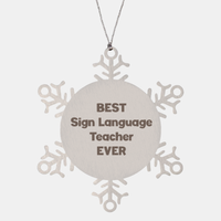 Load image into Gallery viewer, Best Sign Language Teacher Ever Ornament Gift Stainless Steel Snowflake Ornament Christmas – front view
