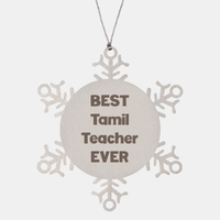 Load image into Gallery viewer, Best Tamil Teacher Ever Ornament Gift Stainless Steel Snowflake Ornament Christmas – front view
