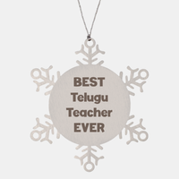 Load image into Gallery viewer, Best Telugu Teacher Ever Ornament Gift Stainless Steel Snowflake Ornament Christmas – front view
