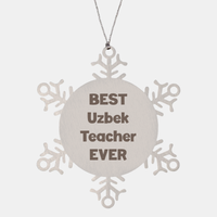 Load image into Gallery viewer, Best Uzbek Teacher Ever Ornament Gift Stainless Steel Snowflake Ornament Christmas – front view
