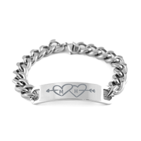 Load image into Gallery viewer, Valentines Day Cuban Link Stainless Steel Bracelet for Men, Customized Name Bracelet, Anniversary Bracelet, Husband Bracelet – front view
