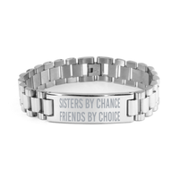 Load image into Gallery viewer, Sisters By Chance Friends By Choice Ladder Stainless Steel Bracelet, Bestie Bracelet, Friendship Bracelet – front view
