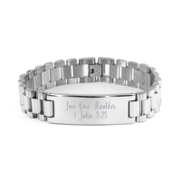 Load image into Gallery viewer, Love one another 1 John 3 23 Bracelet, Christian Bracelet Stainless Steel – front view

