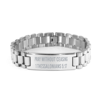 Load image into Gallery viewer, Pray without ceasing 1 Thessalonians 5 17 Bracelet, Christian Bracelet Stainless Steel – front view
