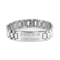 Load image into Gallery viewer, The joy of the Lord is your strength Bracelet, Christian Bracelet Stainless Steel – front view
