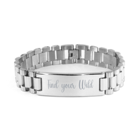 Load image into Gallery viewer, Find your wild Mantra Bracelet,  Stainless Steel Bracelet for Him – front view
