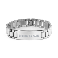 Load image into Gallery viewer, Stay strong stay focused Bracelet, Graduate Mantra Stainless Steel Bracelet for Him – front view
