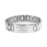 Load image into Gallery viewer, The only way out is through Mantra Bracelet, Mantra Stainless Steel Bracelet for Him – front view
