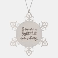 Load image into Gallery viewer, Snowflake Christmas Ornament for Family and Friends You are a light that never dims Ornament for Best Friend Him Her Stainless Steel – front view
