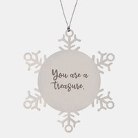 Load image into Gallery viewer, Snowflake Christmas Ornament for Family and Friends You are a treasure Ornament for Best Friend Him Her Stainless Steel – front view
