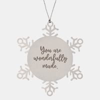 Load image into Gallery viewer, Snowflake Christmas Ornament for Family and Friends You are wonderfully made Ornament for Best Friend Him Her Stainless Steel – front view
