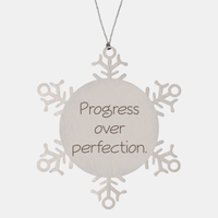 Load image into Gallery viewer, Coworker Christmas Ornament Colleague Christmas Gifts Progress over perfection Ornament Appreciation for Him Her Stainless Steel – front view
