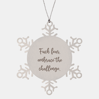Load image into Gallery viewer, Positive Affirmation Ornaments for Her Fuck fear embrace the challenge Ornament Friend Motivational Keepsake Christmas Women Gift – front view
