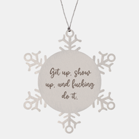 Load image into Gallery viewer, Positive Affirmation Ornaments for Her Get up show up and fucking do it Ornament Friend Motivational Keepsake Christmas Women Gift – front view
