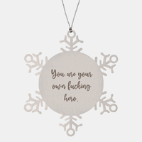 Load image into Gallery viewer, Positive Affirmation Ornaments for Her You are your own fucking hero Ornament Friend Motivational Keepsake Christmas Women Gift – front view
