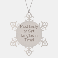 Load image into Gallery viewer, Most Likely to Get Tangled in Tinsel Ornament Friend Coworker Family Christmas Gift Employee Women Men Funny – front view
