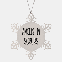 Load image into Gallery viewer, Nurse Christmas Ornament Angels in scrubs Ornament Appreciation Gift Nurse's Day Coworker Colleague Snowflake Ornament – front view

