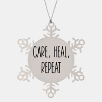 Load image into Gallery viewer, Nurse Christmas Ornament Care heal repeat Ornament Appreciation Gift Nurse's Day Coworker Colleague Snowflake Ornament – front view
