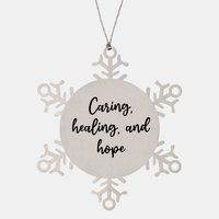 Load image into Gallery viewer, Nurse Christmas Ornament Caring healing and hope Ornament Appreciation Gift Nurse's Day Coworker Colleague Snowflake Ornament – front view
