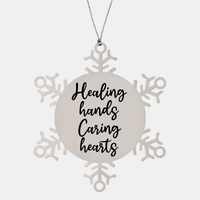 Load image into Gallery viewer, Nurse Christmas Ornament Healing hands caring hearts Ornament Appreciation Gift Nurse's Day Coworker Colleague Snowflake Ornament – front view
