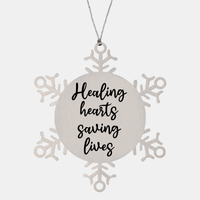 Load image into Gallery viewer, Nurse Christmas Ornament Healing hearts saving lives Ornament Appreciation Gift Nurse's Day Coworker Colleague Snowflake Ornament – front view
