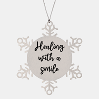 Load image into Gallery viewer, Nurse Christmas Ornament Healing with a smile Ornament Appreciation Gift Nurse's Day Coworker Colleague Snowflake Ornament – front view
