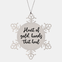 Load image into Gallery viewer, Nurse Christmas Ornament Heart of gold hands that heal Ornament Appreciation Gift Nurse's Day Coworker Colleague Snowflake Ornament – front view

