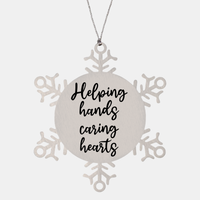 Load image into Gallery viewer, Nurse Christmas Ornament Helping hands caring hearts Ornament Appreciation Gift Nurse's Day Coworker Colleague Snowflake Ornament – front view

