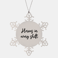 Load image into Gallery viewer, Nurse Christmas Ornament Heroes in every shift Ornament Appreciation Gift Nurse's Day Coworker Colleague Snowflake Ornament – front view
