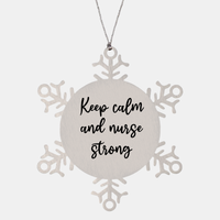 Load image into Gallery viewer, Nurse Christmas Ornament Keep calm and nurse strong Ornament Appreciation Gift Nurse's Day Coworker Colleague Snowflake Ornament – front view

