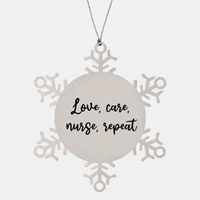 Load image into Gallery viewer, Nurse Christmas Ornament Love care nurse repeat Ornament Appreciation Gift Nurse's Day Coworker Colleague Snowflake Ornament – front view
