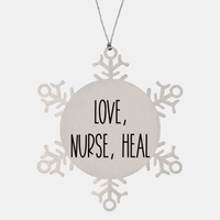 Load image into Gallery viewer, Nurse Christmas Ornament Love nurse heal Ornament Appreciation Gift Nurse's Day Coworker Colleague Snowflake Ornament – front view
