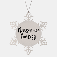 Load image into Gallery viewer, Nurse Christmas Ornament Nurses are fearless Ornament Appreciation Gift Nurse's Day Coworker Colleague Snowflake Ornament – front view
