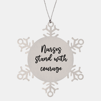 Load image into Gallery viewer, Nurse Christmas Ornament Nurses stand with courage Ornament Appreciation Gift Nurse's Day Coworker Colleague Snowflake Ornament – front view
