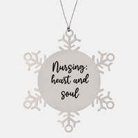 Load image into Gallery viewer, Nurse Christmas Ornament Nursing heart and soul Ornament Appreciation Gift Nurse's Day Coworker Colleague Snowflake Ornament – front view
