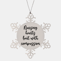 Load image into Gallery viewer, Nurse Christmas Ornament Nursing hearts beat with compassion Ornament Appreciation Gift Nurse's Day Coworker Colleague Snowflake Ornament – front view
