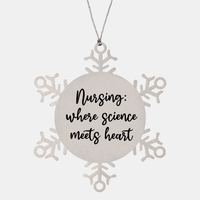 Load image into Gallery viewer, Nurse Christmas Ornament Nursing where science meets heart Ornament Appreciation Gift Nurse's Day Coworker Colleague Snowflake Ornament – front view
